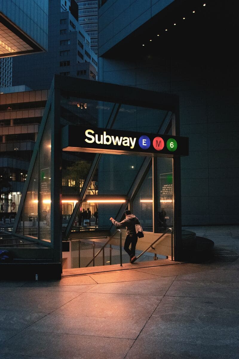 Subway station entrance near Luma Living